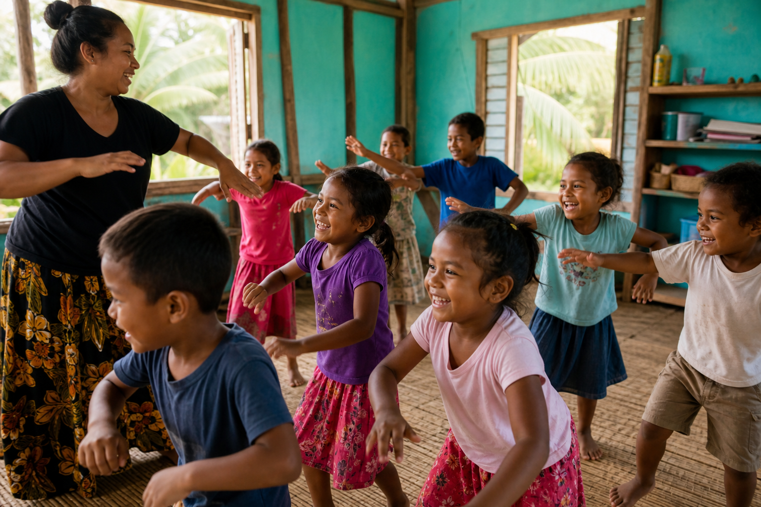 School outreach movement session in a local classroom