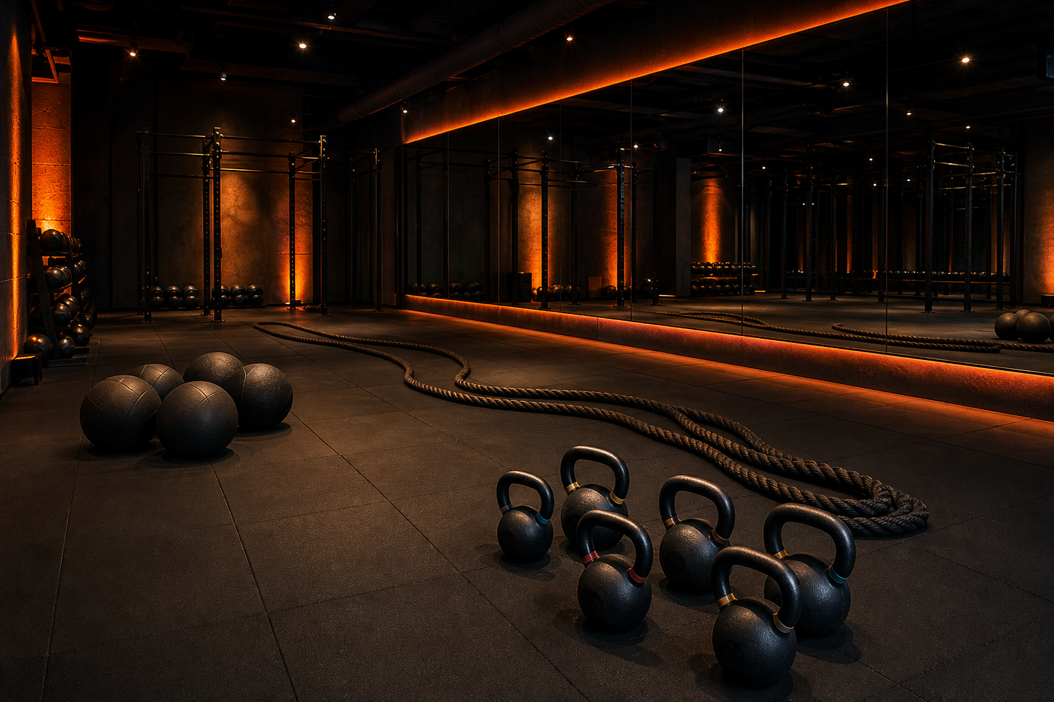 The group fitness studio space for classes