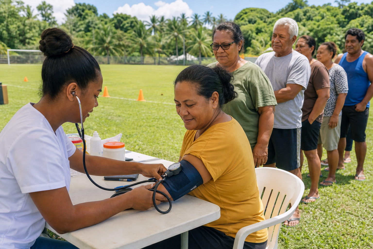 Community Health Day free checks and guided stretch at Rock Sound Ballpark