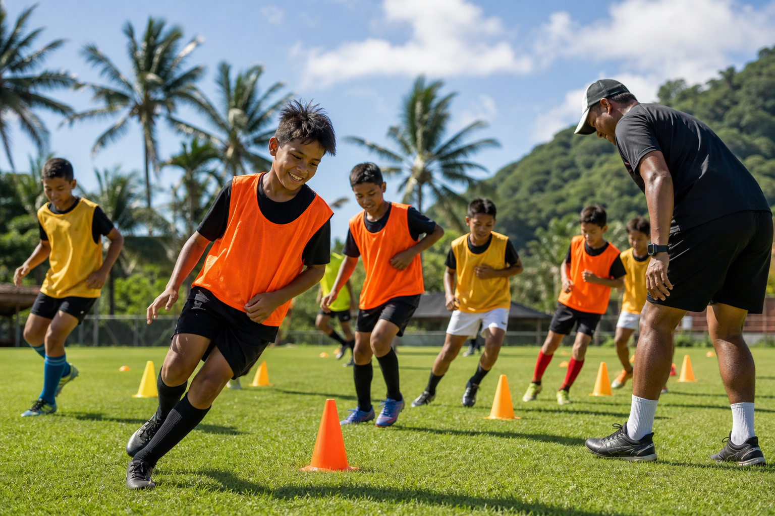 Youth Sports Clinic football and agility drills with certified coaches