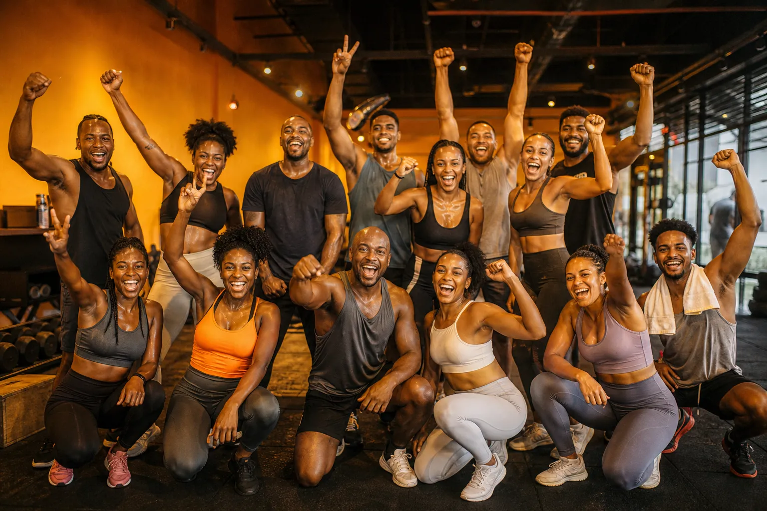 Freedom Fitness members celebrating together
