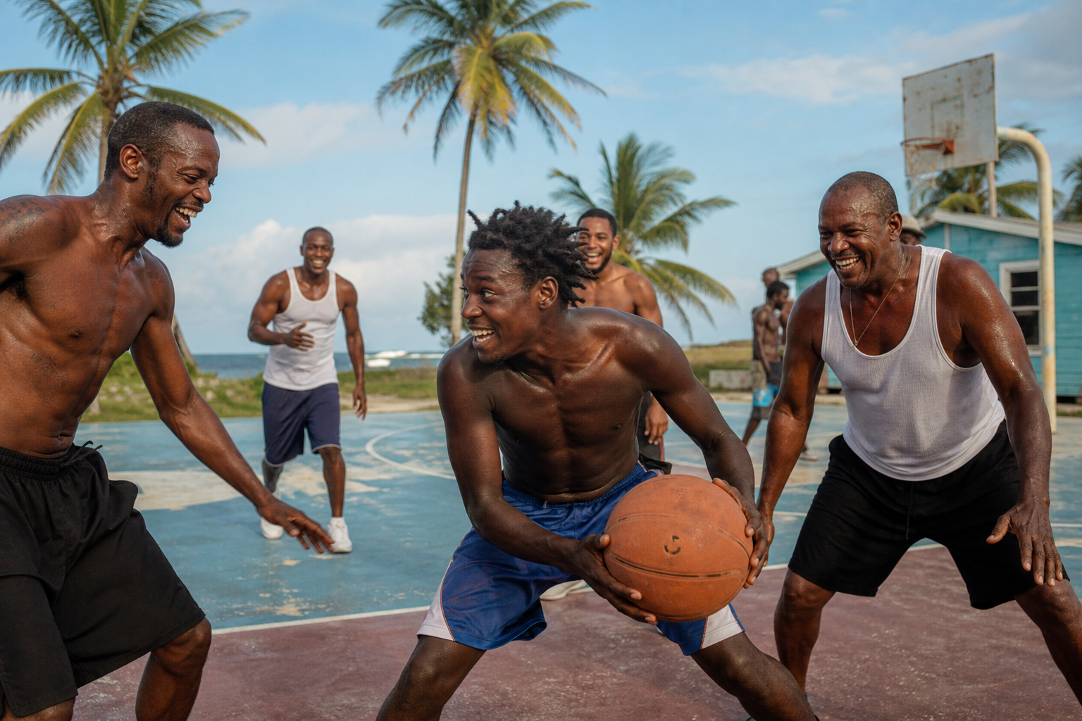 Community basketball moment in Rock Sound
